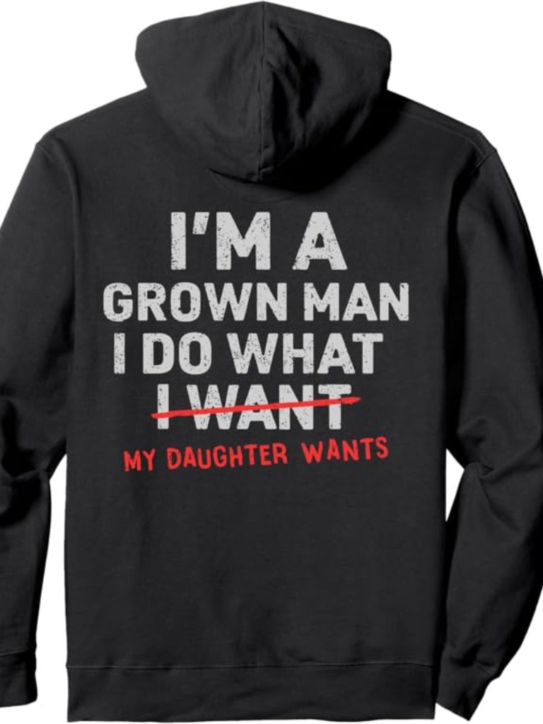 Funny Father's Day Black Pullover Hoodie With Funny Phrase On Back